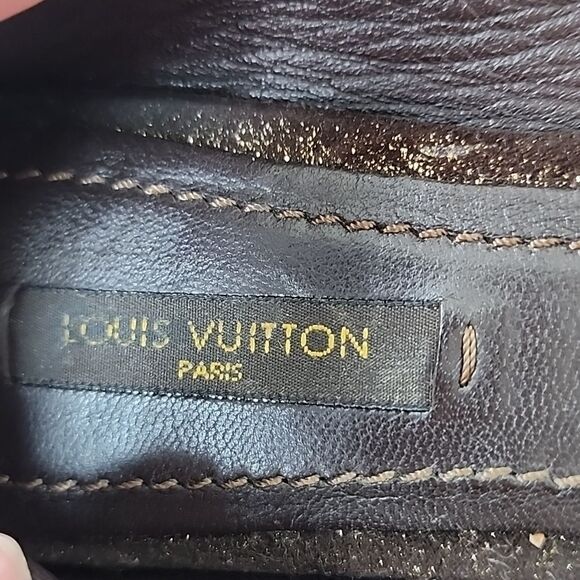 Authentic Louis Vuitton Brown Gold Suede Glitter Sheen Ballet Flats Size 36 - Picture 7 of 7